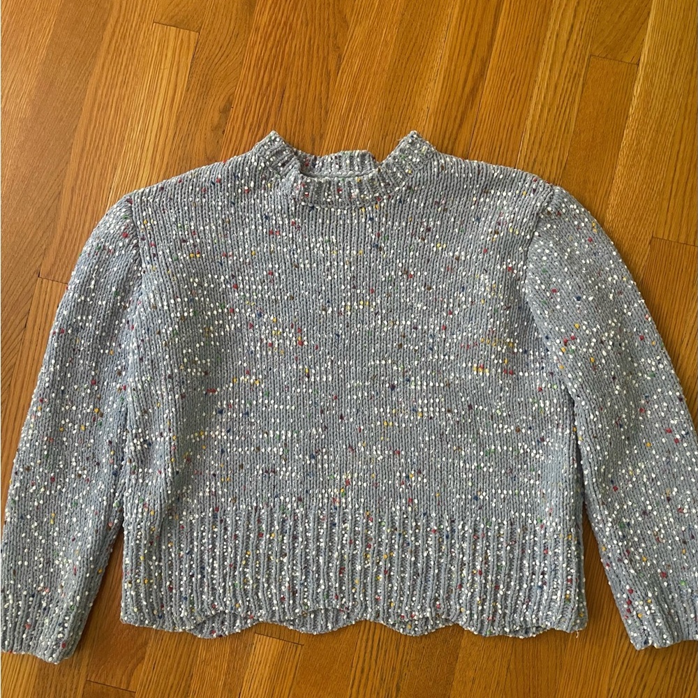 Blue scalloped sweater